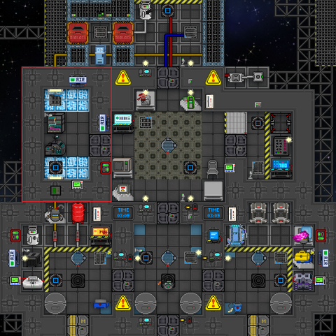 Framed in red is the room containing the Telecommunications Core and the NTNet Relay